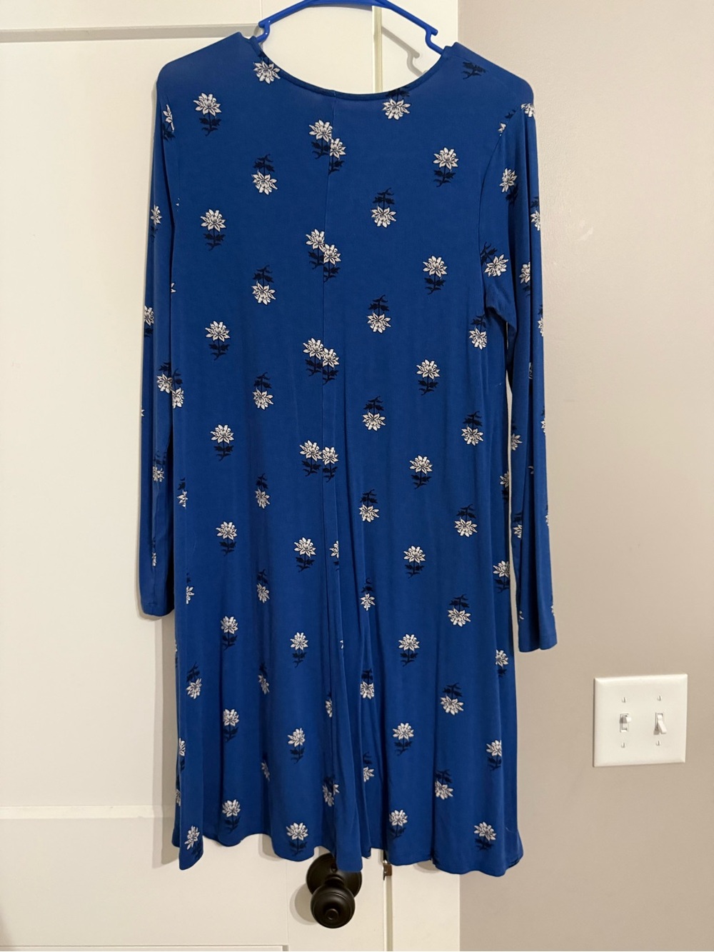 Blue Floral Long-Sleeve Dress